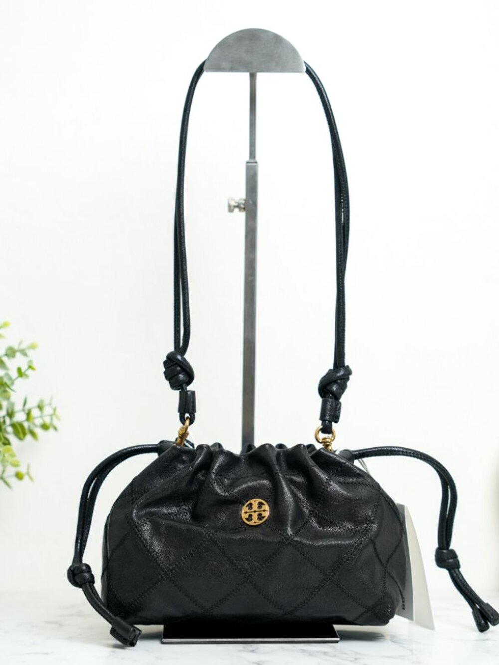 Tory Burch Willa E/W Drawstring Shoulder Crossbody Bag In Black NWT